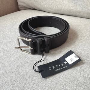 Orciani Bali Genuine Calfskin Leather Dark Brown Silver Buckle Belt 100 NEW 36